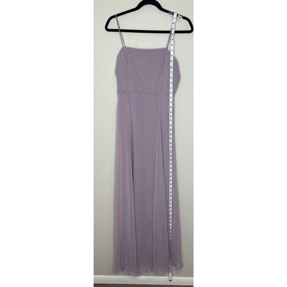 Lovely NWT Lilac Purple Square Neck Chiffon Maxi Dress with Front Slit Formal 6 - Picture 6 of 7